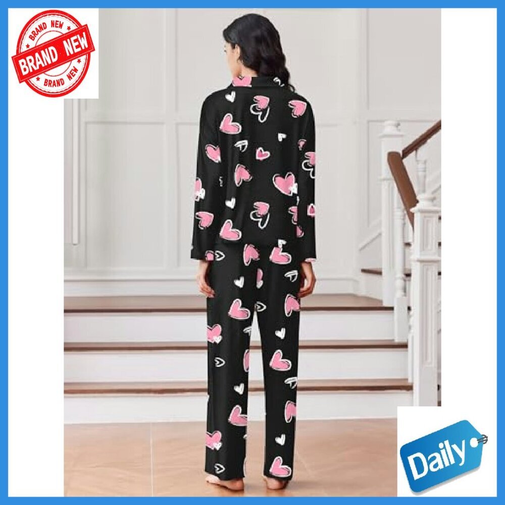 Soft Long Sleeve Pajama Set with Pockets, Button Down Top & Drawstring Pants - Picture 4 of 8